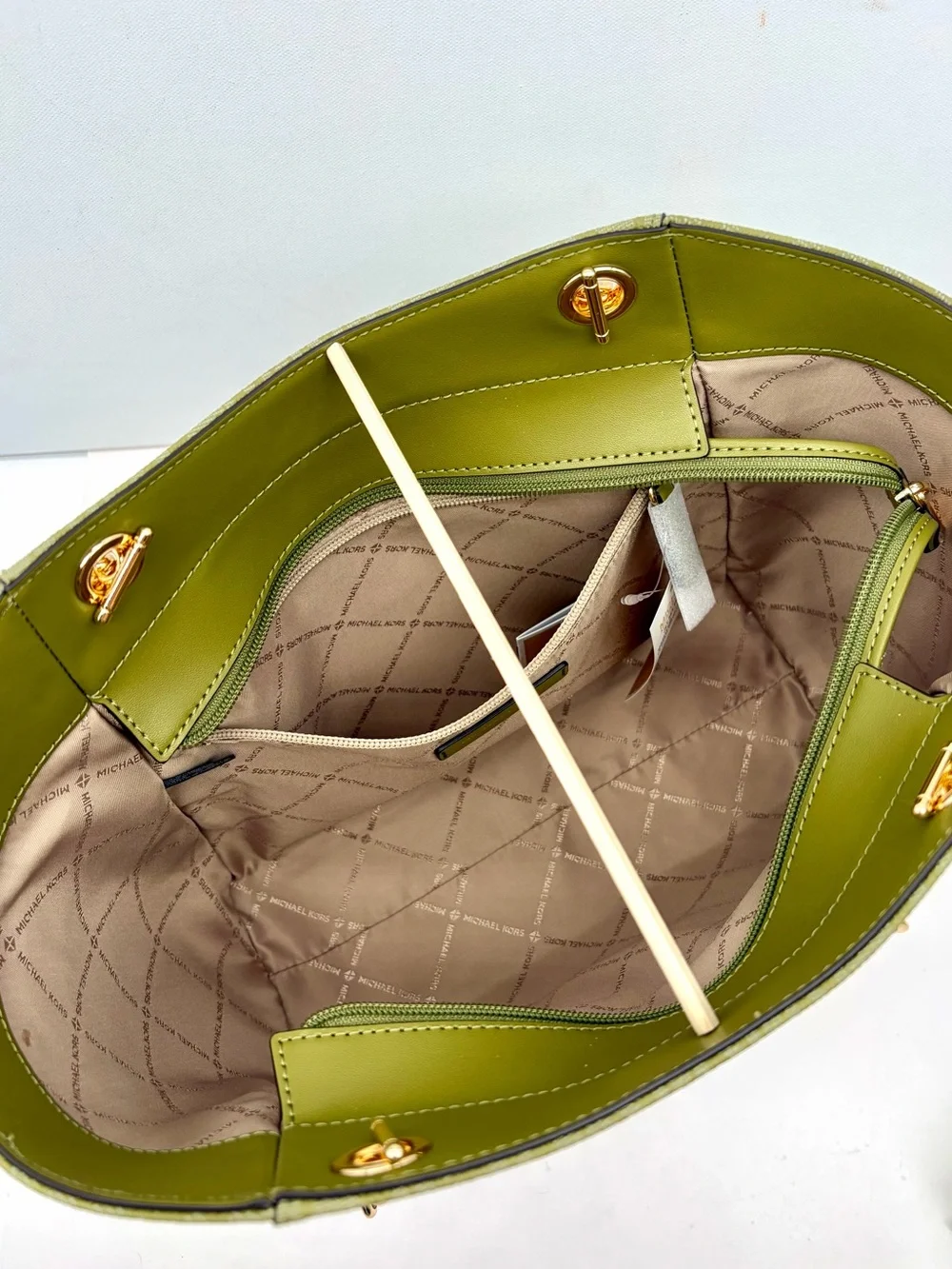 Michael Kors Olive Signature Tote with Wristlet